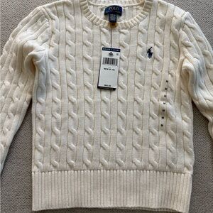Ralph Lauren Cream Cable Knit Crewneck Sweater